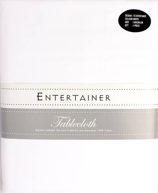 "Entertainer" tablecloth 150x300cm White. Code: T/C-ENT/300/WHI.